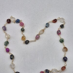 Handmade Gold Plated Multi Crystal Necklace