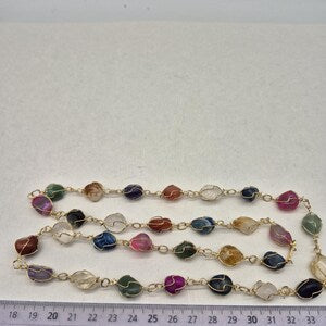 Handmade Gold Plated Multi Crystal Necklace