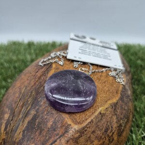 Amethyst Silver 925 Pendant - Cabochon Crystal Necklace
