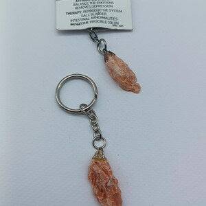 Natural Orange Calcite Crystal Keychain