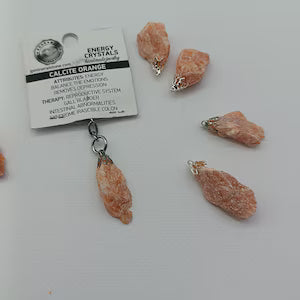 Natural Orange Calcite Crystal Keychain
