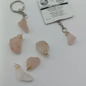 Natural Rose Quartz Crystal Keychain