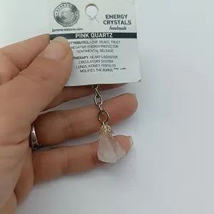 Natural Rose Quartz Crystal Keychain