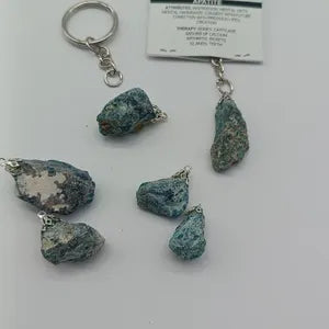 Natural Blue Apatite Crystal Keychain