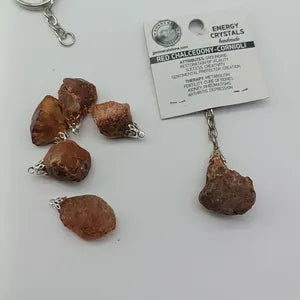 Raw Carnelian Keychain – Orange Red Crystal Gemstone Accessory