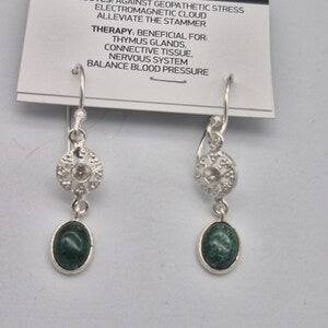 Green Aventurine Dangle Earrings – Silver Plated Drop Crystal Jewelry