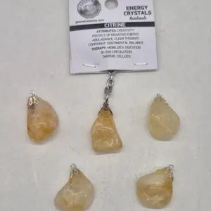 Polished Citrine Keychain – Yellow Crystal Gemstone Accessory