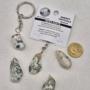 Polished Moss Agate Keychain – Crystal Gemstone Accessory