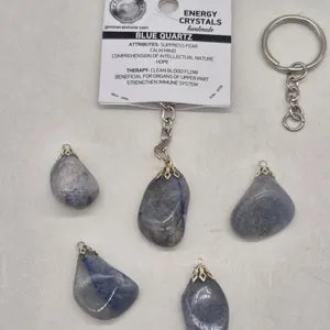 Polished Blue Quartz Keychain – Blue Crystal Gemstone Accessory