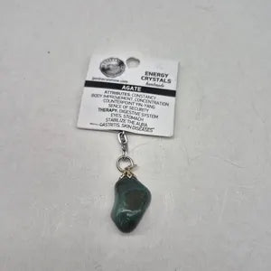Polished Green Agate Keychain – Green Crystal Gemstone Accessory