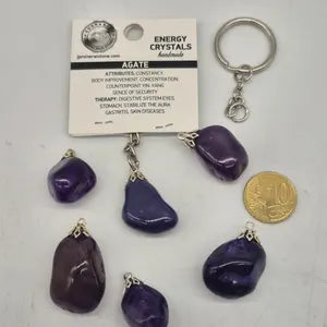 Polished Purple Agate Keychain – Purple Crystal Gemstone Accessory