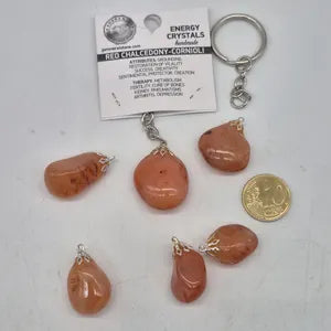 Polished Carnelian Keychain – Orange Red Crystal Gemstone Accessory