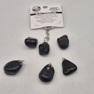 Polished Black Tourmaline Keychain – Protective Crystal Gemstone Accessory