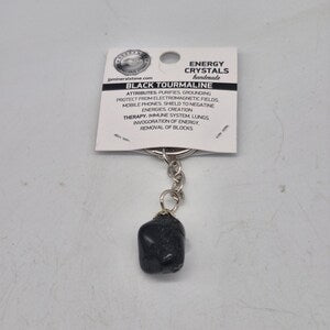Polished Black Tourmaline Keychain – Protective Crystal Gemstone Accessory