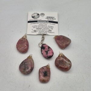 Polished Rhodonite Keychain – Pink Black Crystal Gemstone Accessory