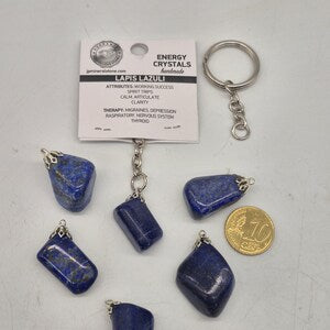 Polished Lapis Lazuli Keychain – Blue Crystal Gemstone Accessory