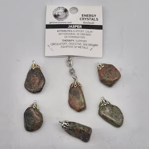 Polished Unakite Jasper Keychain – Green Pink Crystal Gemstone Accessory