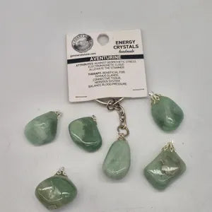 Polished Green Aventurine Keychain – Green Crystal Gemstone Accessory