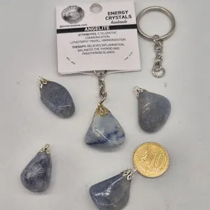 Polished Angelite Keychain – Light Blue Crystal Gemstone Accessory