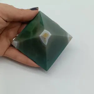 Natural Green Agate Pyramid: Reiki Healing Crystal Gift