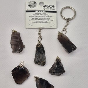 Natural Black Obsidian Crystal Keychain