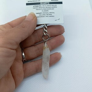 Natural Clear Quartz Crystal Point Keychain
