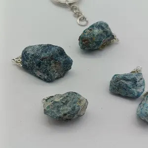 Natural Blue Apatite Crystal Keychain