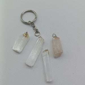 Natural Selenite Crystal Keychain