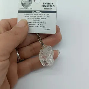 Natural Clear Quartz Crystal Keychain