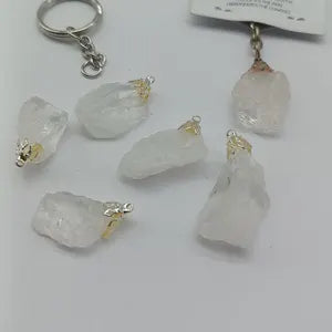 Natural Clear Quartz Crystal Keychain