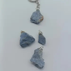 Raw Angelite Keychain – Light Blue Crystal Gemstone Accessory