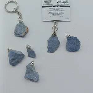 Raw Angelite Keychain – Light Blue Crystal Gemstone Accessory