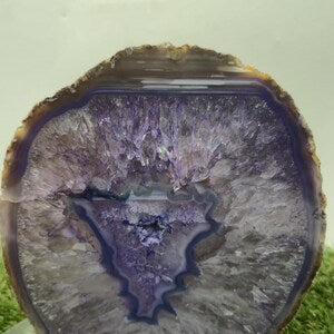 Purple Agate Geode: Self Standing Crystal Slice -1354 gr