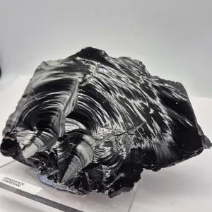 Rough Black Obsidian Crystal: Protection Stone, Home Decor ( 1434gr )