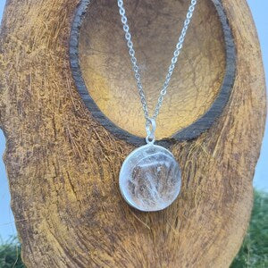 Clear Quartz Necklace – Crystal Pendant in Silver Bezel with Stainless Steel Chain