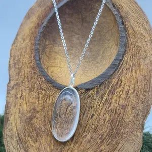 Clear Quartz Necklace – Crystal Pendant in Silver Bezel with Stainless Steel Chain