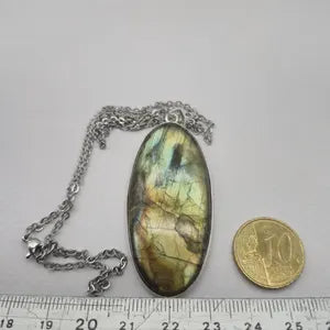 Labradorite Silver Necklace with Steel Chain