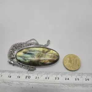 Labradorite Silver Necklace with Steel Chain