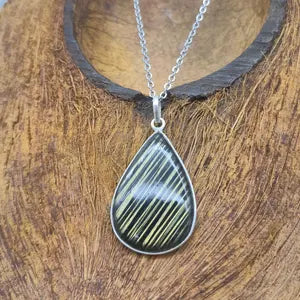 Labradorite Silver Necklace with Steel Chain