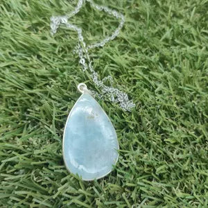 Larimar Sterling Silber 925 Anhänger Cabochon geschnitten Heilkristall