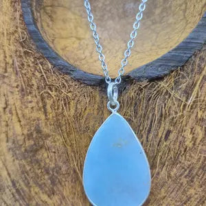 Larimar Sterling Silber 925 Anhänger Cabochon geschnitten Heilkristall