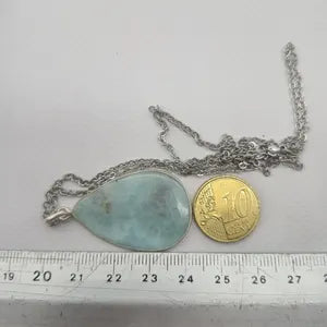 Larimar Sterling Silber 925 Anhänger Cabochon geschnitten Heilkristall