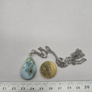 Larimar Sterling Silber 925 Anhänger Cabochon geschnitten Heilkristall