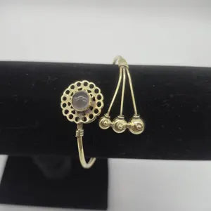 Amethyst Brass Adjustable Bracelet – Handmade Gemstone Jewelry for Women