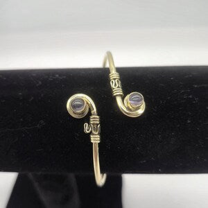 Amethyst Brass Adjustable Bracelet – Handmade Gemstone Jewelry for Women