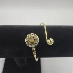 Tiger Eye Brass Adjustable Bracelet – Handmade Gemstone Jewelry for Women