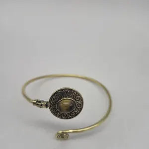 Tiger Eye Brass Adjustable Bracelet – Handmade Gemstone Jewelry for Women