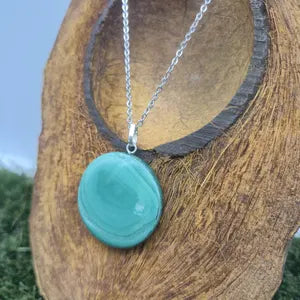 Malachite Cabochon Necklace: Unisex Healing Stone
