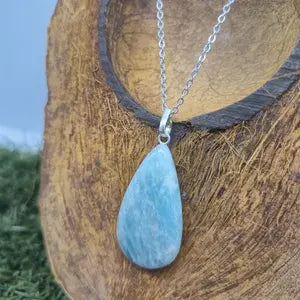 Amazonite Crystal Necklace: Minimalist Gemstone Chain pendant
