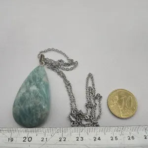 Amazonite Crystal Necklace: Minimalist Gemstone Chain pendant